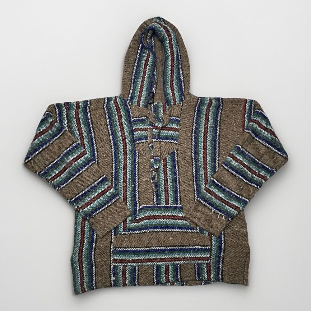 Baja hoodie, "drug rug,"  Mexican poncho , Yarina Hand Made Unisex Size Medium